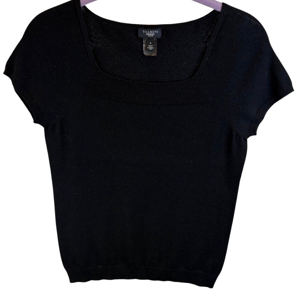 Talbots Petites Black Short Sleeve Knit Top – Size SP